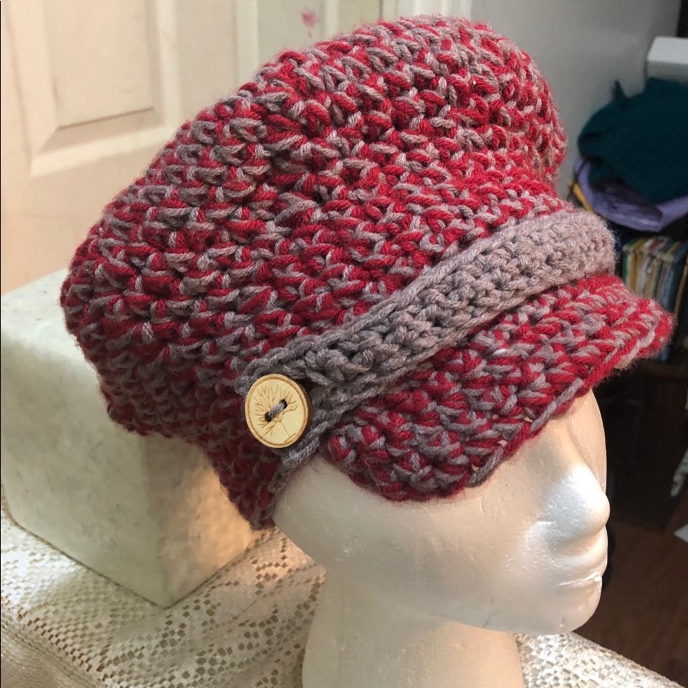 Newsboy Cap accented with buttoned brim